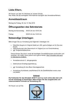 Hinweise zur Anmeldung f&uuml;r die 5.Jgst. des Schuljahres 2016-17