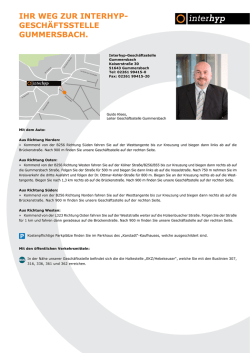 IHR WEG ZUR INTERHYP- GESCHÄFTSSTELLE GUMMERSBACH.