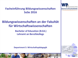 Facheinführung Bildungswissenschaften Sommersemester 2016