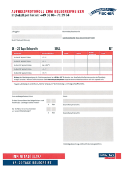 INFINITAS Ultra Aufheizprotokoll 18-20 Tage Belegreife