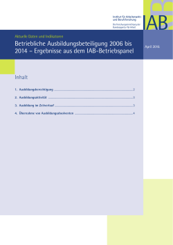 Betriebliche Ausbildungsbeteiligung 2006 bis 2014
