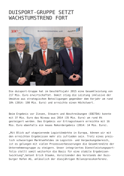 duisport-Gruppe setzt Wachstumstrend fort