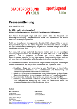 Pressemitteilung - StadtSportBund Köln
