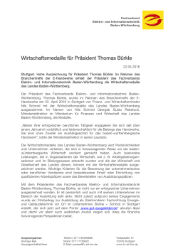 Wirtschaftsmedaille für Präsident Thomas Bürkle