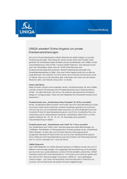 UNIQA erweitert Online-Angebot um private Krankenversicherungen