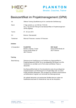 Basiszertifikat im Projektmanagement (GPM)