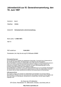 Jahresbericht zur III. Generalversammlung, den 19 - E