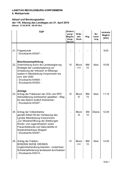 Zeitplan - Landtag Mecklenburg Vorpommern