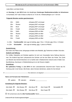 HOMBURGER STADTMEISTERSCHAFTEN IM SCHWIMMEN 2016