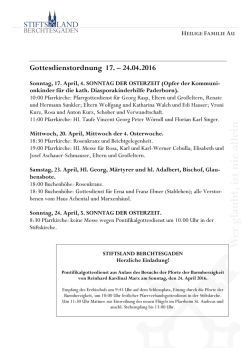 Gottesdienstordnung Hl. Familie