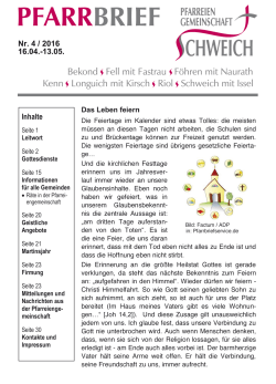 Pfarrbrief als PDF herunterladen - Pfarreiengemeinschaft Schweich