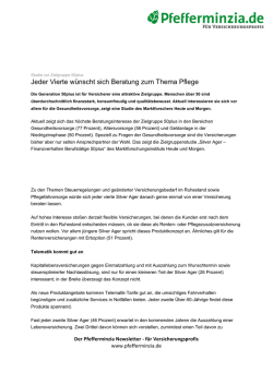Jeder Vierte w&uuml;nscht sich Beratung zum Thema Pflege