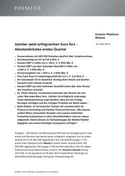 Absatzstärkstes erstes Quartal