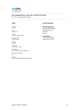 Dipl. Pflegefachfrau/-mann (HF, FH, DN II) 50-100%