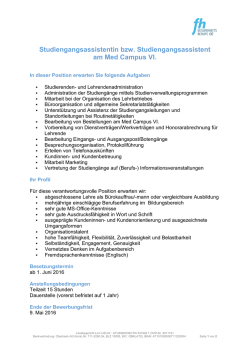 Studiengangsassistentin bzw. Studiengangsassistent am Med