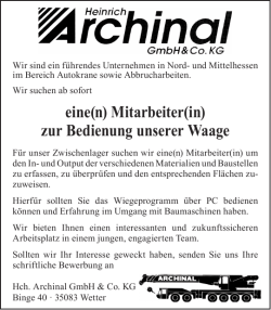 eine(n) Mitarbeiter(in) zur Bedienung unserer Waage