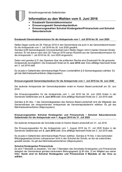 Information zu den Wahlen vom 5. Juni 2016
