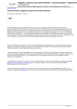 Flugplatzes Lausanne nach ICAO zertifiziert