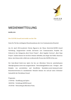 medienmitteilung - Xaver - the swiss live communication award