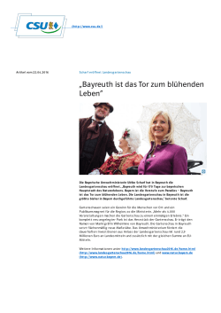 „Bayreuth ist das Tor zum blühenden Leben“
