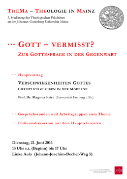 GOTT &ndash; VERMISST?