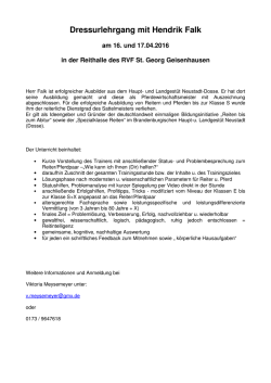 Dressurkurs mit Hendrik Falk im April 20[...]