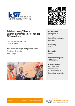 Triebfahrzeugführer / Lokrangierführer (m/w) für den Güterverkehr