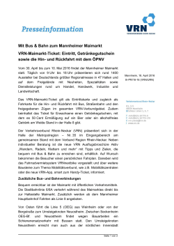 Mit Bus & Bahn zum Mannheimer Maimarkt VRN-Maimarkt
