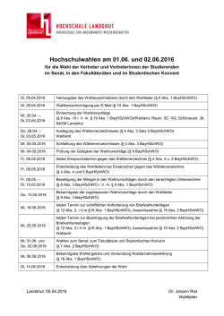 Hochschulwahlen am 01.06. und 02.06.2016