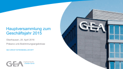 Hauptversammlung zum Gesch&auml;ftsjahr 2015