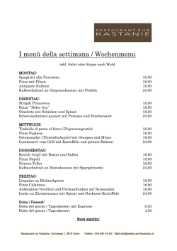 I menù della settimana / Wochenmenu