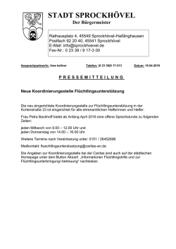 Neue Koordinierungsstelle Flüchtlingsunterstützung