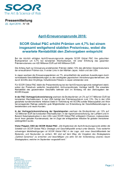 Pressemitteilung April-Erneuerungsrunde 2016: SCOR Global P&C