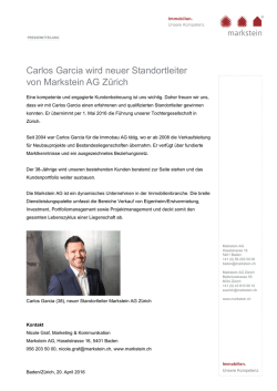 Carlos Garcia wird neuer Standortleiter von Markstein AG Zürich
