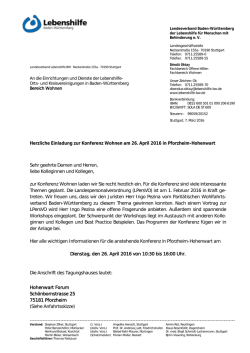 Herzliche Einladung zur Konferenz Wohnen am 26. April 2016 in