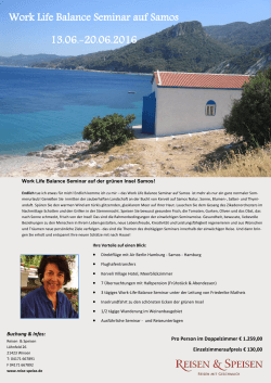 nächste Work Life Balance Seminar auf Samos