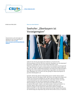Seehofer: „Oberbayern ist Vorzeigeregion“