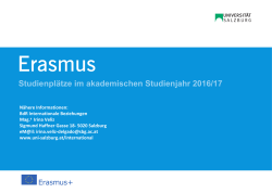 Erasmus Studienplätze 2016/2017