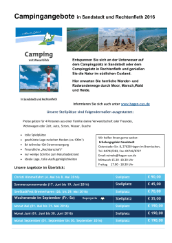 Campingangebote in Sandstedt und Rechtenfleth 2016