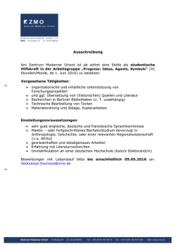Ausschreibung - Zentrum Moderner Orient