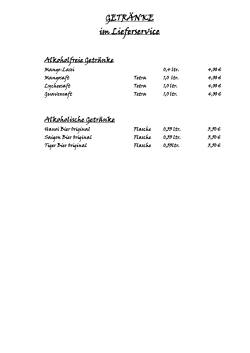 Unsere Getränke im Lieferservice