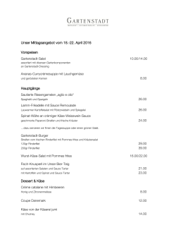 Wochenmenü - Restaurant Gartenstadt