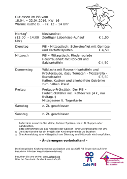 Speisenplan Mo 18. – Fr. 22. April