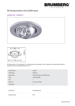 NV-Einbaustrahler GX5,3/50W weiss Artikel-Nr. 2048.07