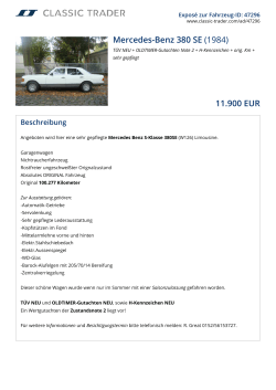 Mercedes-Benz 380 SE (1984) 11.900 EUR