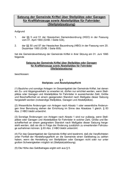 Neue Stellplatzsatzung der Gemeinde Kriftel