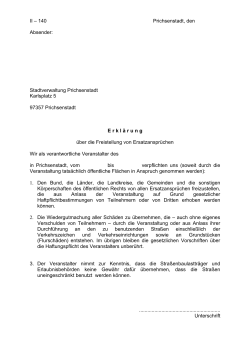 II – 140 Prichsenstadt, den Absender: Stadtverwaltung Prichsenstadt