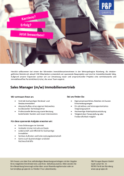 Erfolg? Sales Manager (m/w) Immobilienvertrieb