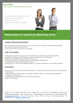 Werkstudent im operativen Marketing (m/w)