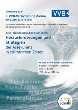 Einladung zum 3. VVB-Versicherungsforum am 3. Juni 2016 in Köln